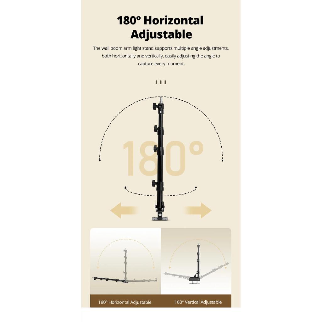 Ambitful 110cm Photography Heavy Ring Light Wall Mount Ceiling Triangle Boom Arm Studio Strobe Lights,Softbox Support Stand