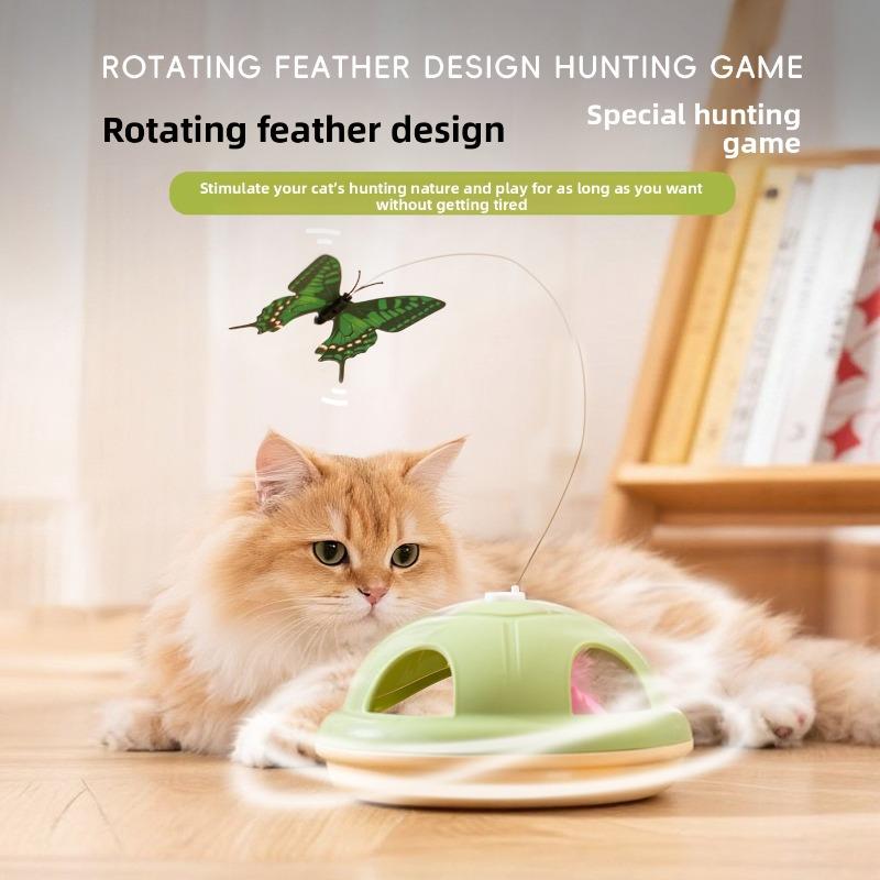 Electric Cat Toy Butterfly Flying Automatic Rotating Cat Toy Stick for Amusing Kittens and Relieving Boredom. Turtle Shell Cat Toy.