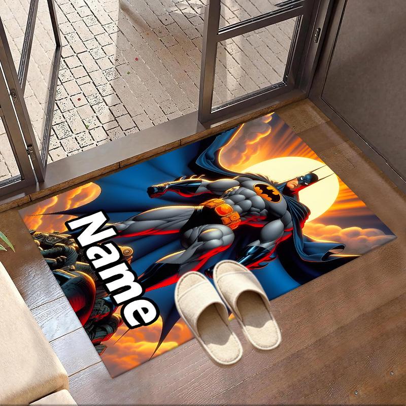 Custom Name Personalized Batman Print Carpet, Versatile Home Decor Rug, for Playroom, Apartment, Balcony, Entryway, Hallway Gift
