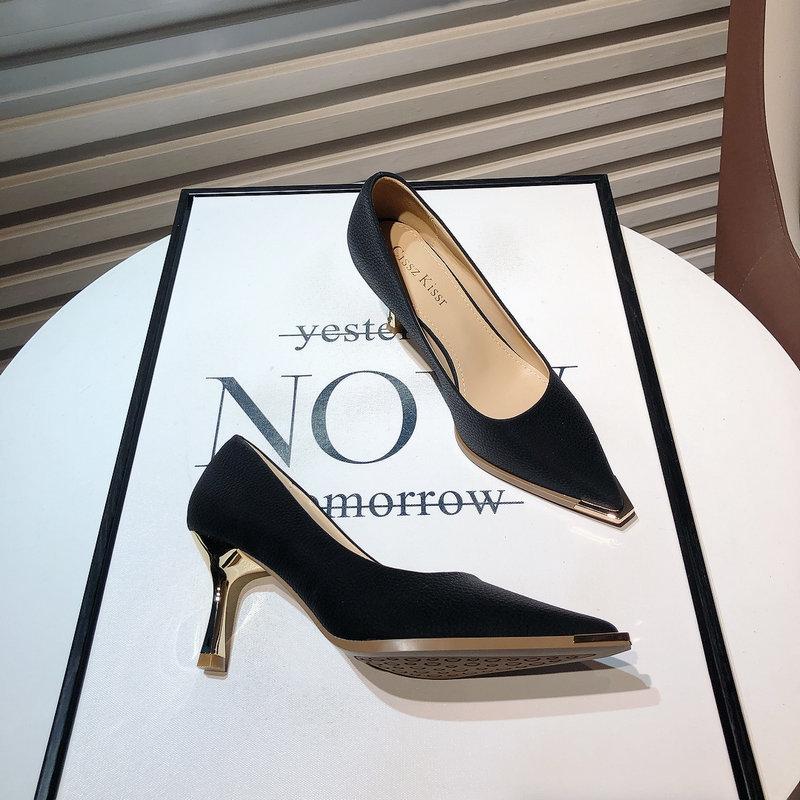 Spring and Autumn New Luxury Exquisite Women's High Heels Fashion Metal Pointed Shallow Mouth Fine Heels Casual Women's Shoes