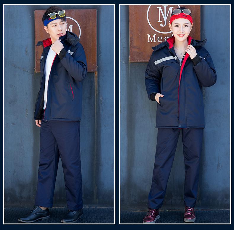 Men's Winter Workwear: Thick, Warm, Wear-Resistant Cotton Coat with Reflective Strips for Workshop and Repair Labor Protection