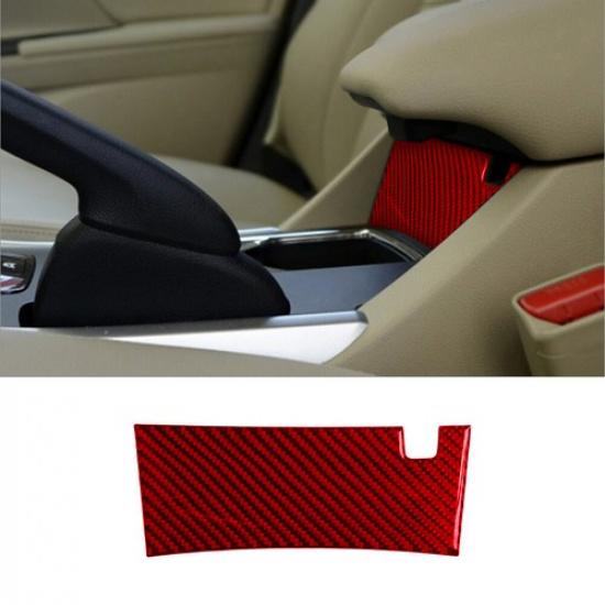 Red Carbon Fiber Interior Central Armrest Lower Cover Trim For Honda Accord