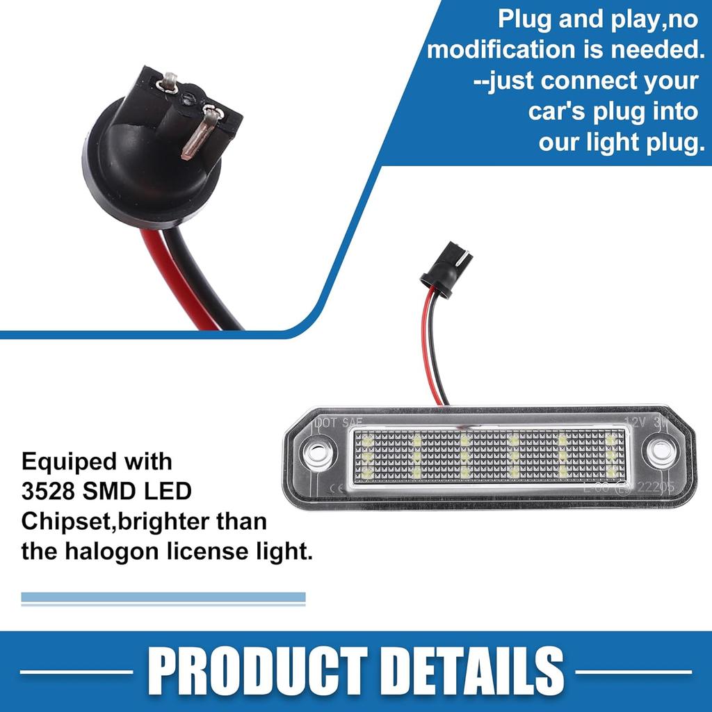 Car 6000K White LED License Plate Light Assembly 34100-S04-A01 2835SMD for Honda Del Sol 2D 1993-1997 ABS Clear Black 1 Pair