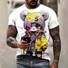 Camiseta de Hombre Estampada en 3D Manga Corta Cuello Redondo Pulóver Top Casual