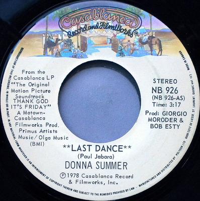 7-Zoll Schallplatte DONNA SUMMER - Last Dance NB926 CASABLANCA 1978 Kanada Dance & Electronica Gebraucht