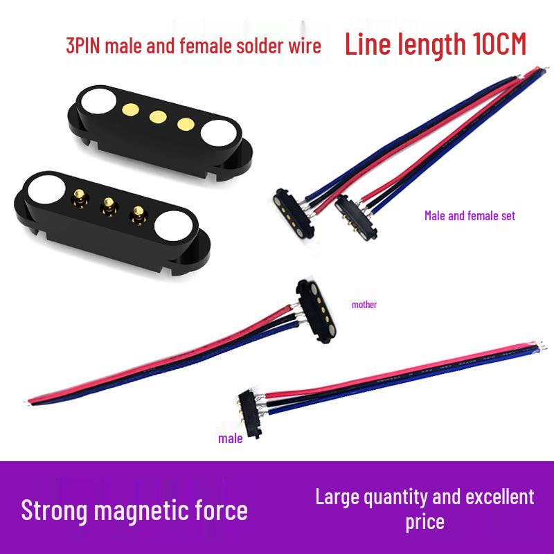 3-Pin Magnetischer Biegsamer Stecker mit Verpolungssicherem Vergoldetem Ladekontakt für Smart Wearables