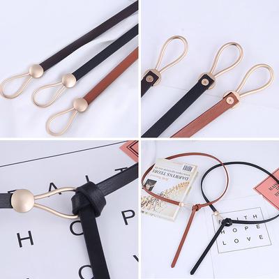 Damski wszechstronny ozdobny pasek z węzłem z cienkim paskiem do garniturów, modna czarna pasująca sukienka, sweter, pasek podkreślający talię