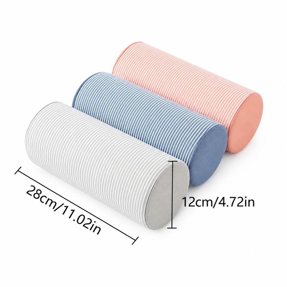 Memory Foam Lumbar Roll Pillow Stripe Cover Cylinder Shape Memory Foam Pillow Fabric Cover Adjustable Strap Office Chair Pillow