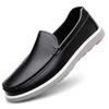 Fashion High Quality Black White Soft Soles Loafers Genuine Leather Casual Shoes Comfortable Male Business Shoes Slip On Driving Flats