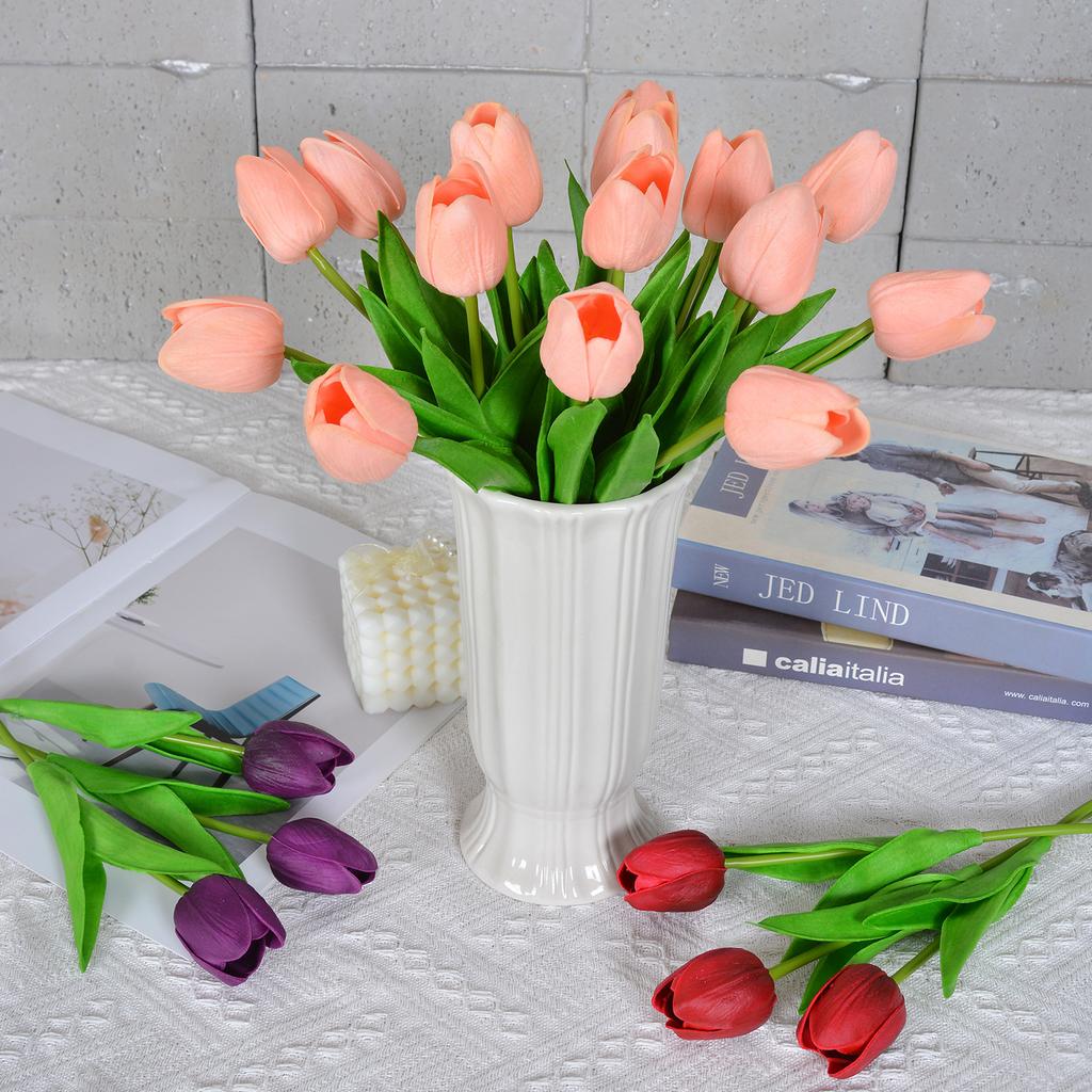 30 Stück Künstliche Tulpen 34cm Real Touch PU Kunstblumen Tulpenstiele für Hochzeit Frühlingsstrauß Blumengesteck Zuhause Büro Party Dekoration