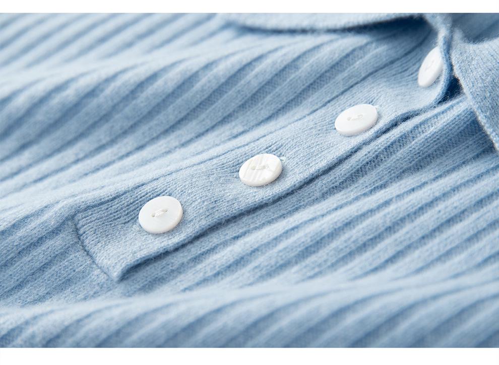 Women's Slim-Fit Polo Collar Cashmere Knit Sweater for Fall/Winter