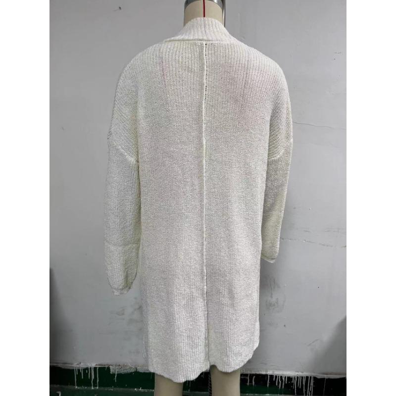 Autumn and Winter Women's Solid Colour Street Fashion Mid-Length Split Sweater