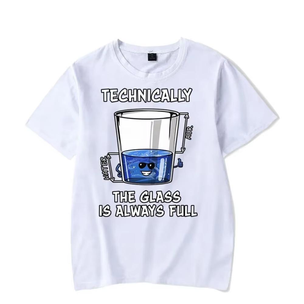 Y2k T Shirt for Men Physics Technically The Glass Is Always Graphic T Shirts Tops Short Sleeve T Shirt Harajuku Fashion T-shirts