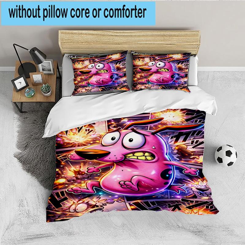 Courage dog Moonlit Adventure 3PCS Bedding set,Ideal for 1pc Duvet Cover And 2pcs Pillowcases Perfect for Fan gift,Ideal for Bedroom, Dormitory