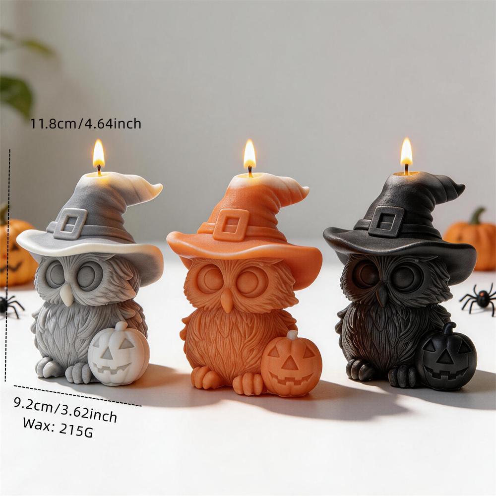 Cute Halloween Owl Silicone Mold Halloween Party Pumpkin Soy Wax Candle Mold Haunted House Resin Plaster Soap Silicone Mould