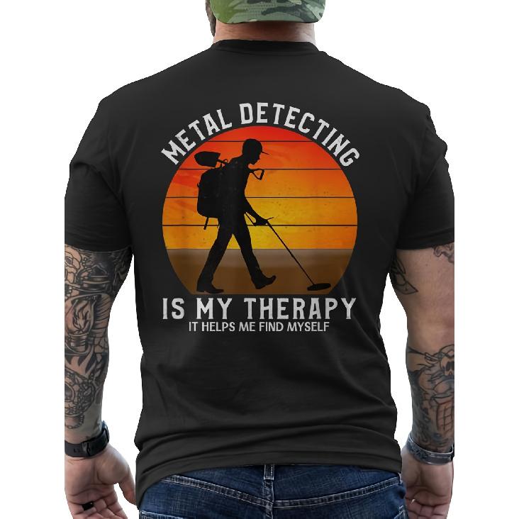 Men S Metal Detecting is My Relax Graphic T-Shirt - Black Casual Short Sleeve Tee with Treasure Hunting Silhouette & Sunset Design, Loose Fit Round S чёрный