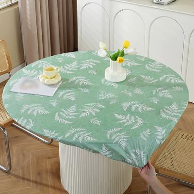 1pc Round Table Cover Waterproof Oil-Proof Tablecloth Elastic Kitchen Dining Wedding Party Table Cover Home Decoration