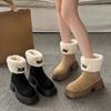 High-top Snow Boots for Women - New Style, Anti-slip, Padded, Woolen Shoes, Retro Short Boots