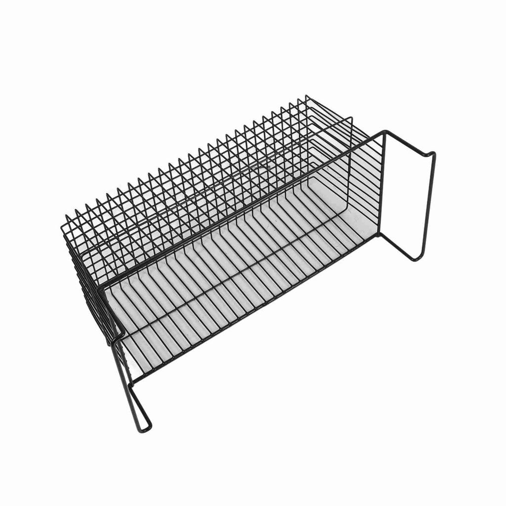 2Pcs Chest Freezer Organizer Bins Deep Basket Stackable Storage Rack Metal Wire Black L63cm X W27cm