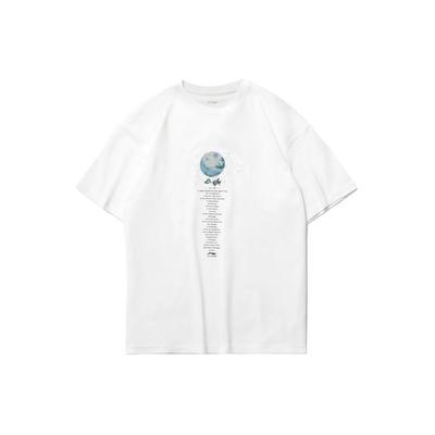 Li Ning Sport Fashion Serie Planet Letter Print Rundhals Kurzarm T-Shirt Herren Tops Weiß AHSR161-2