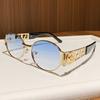 Fan Jia J metal oval full frame sunglasses Internet celebrity street shot sunglasses retro photo sunglasses
