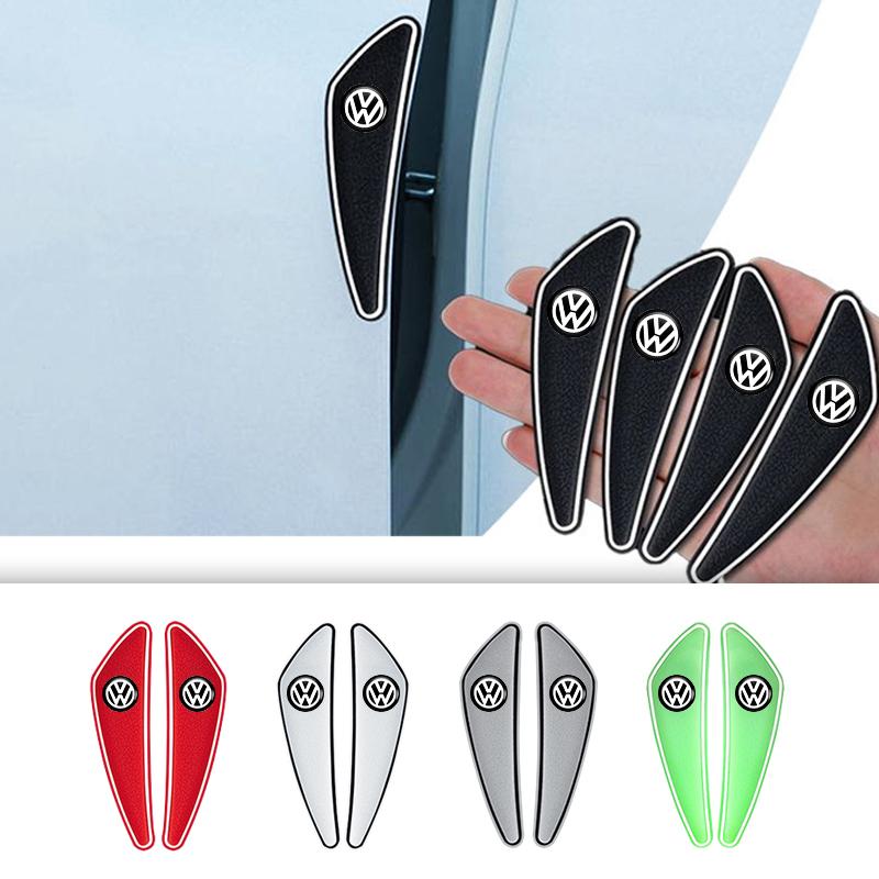 4Pcs PVC Soft Rubber Blade Shaped Auto Car Door Corner Anti-collision Sticker For VW Tiguan CC Jetta Polo Golf Passat Zt1