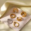 18k Gold Plated Stainless Steel Spiral Hammered Open Couple Rings