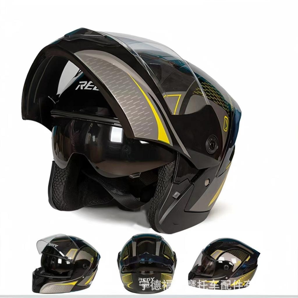 New national standard dual-lens open-face motorcycle helmet, suitable for men and women, all-season use, racing motorcycle winter helmet, warm helmet