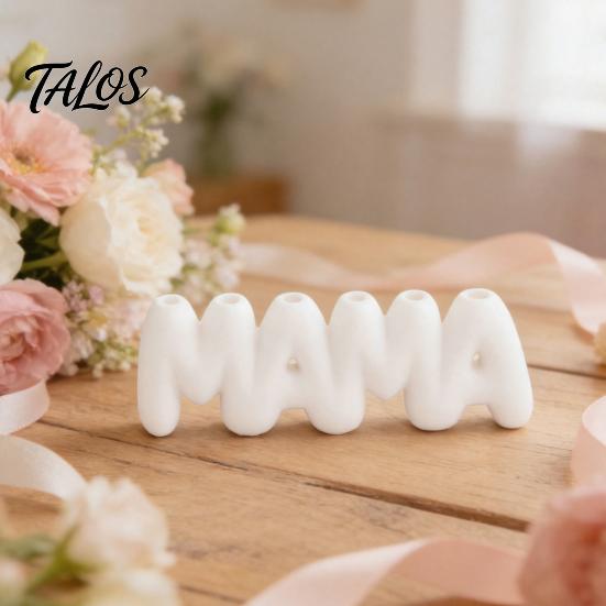 3D-gedruckte MAMA-Buchstaben-Vase, Kreativer Blumenhalter zum Muttertag mit mehreren Einstecklöchern, Minimalistische weiße Schreibtischdekoration für Schlafzimmer Esstisch