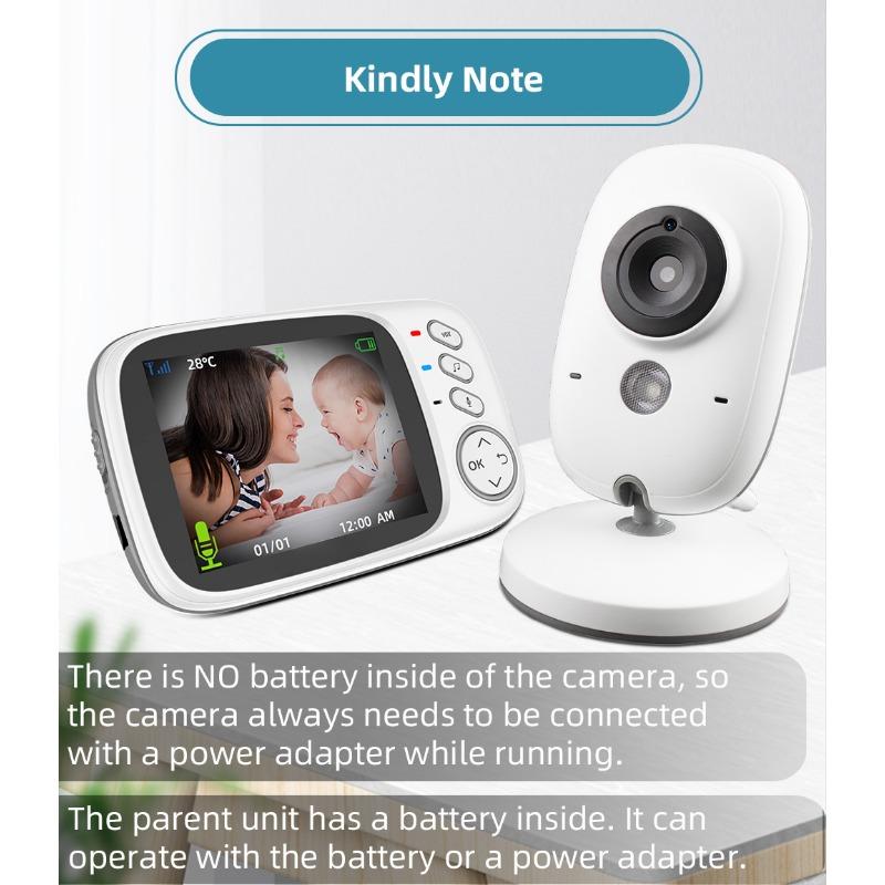 3.2 Inch Wireless Video Baby Monitor With Lullabies Auto Night Vision Two Way Intercom Temperature Monitoring Babysitter