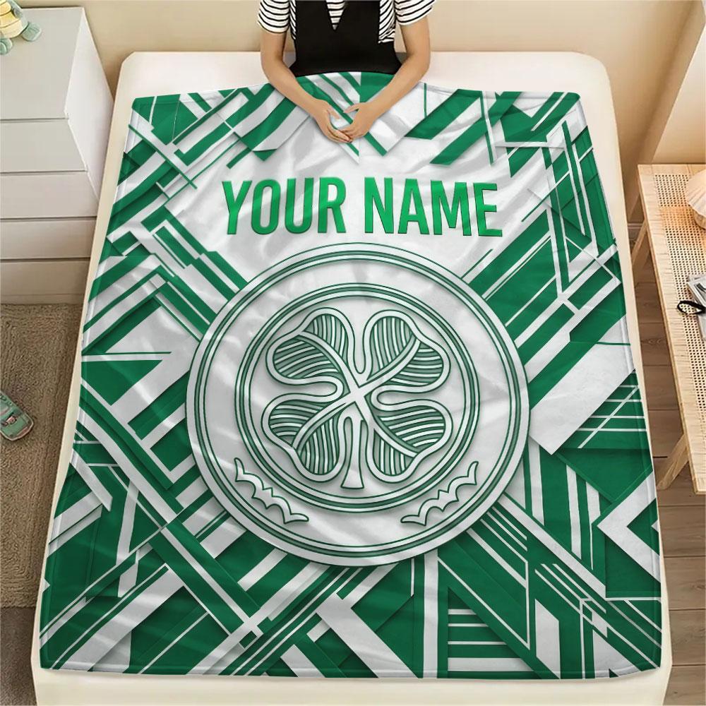 Custom Name,Celtic FC Printed Flannel Blanket, soft throw for bedroom sofa, washable, Christmas present, great gift.