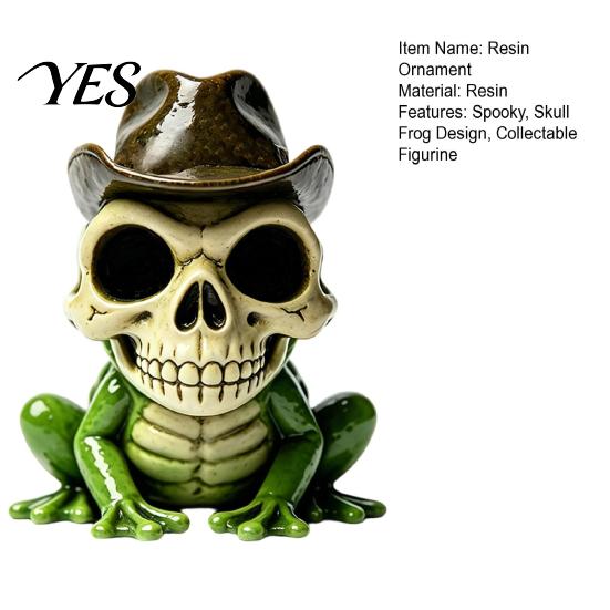 Bedroom Resin Ornament Halloween Skull Frog Figurine, Small Sculpture, Collectable Spooky for Home Office Table Shelf Decor Durable