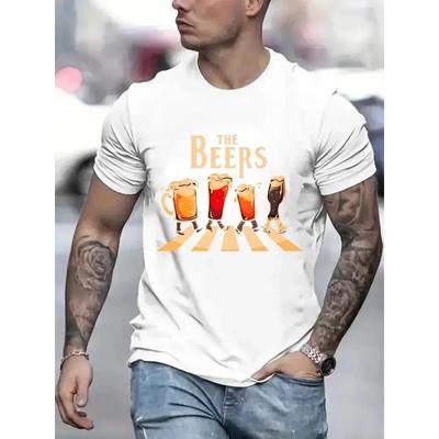 Baumwolle The Beers Druck Herren T-Shirts Atmungsaktive Oberteile Streetwear T-Shirt Herren Freizeit T-Shirts