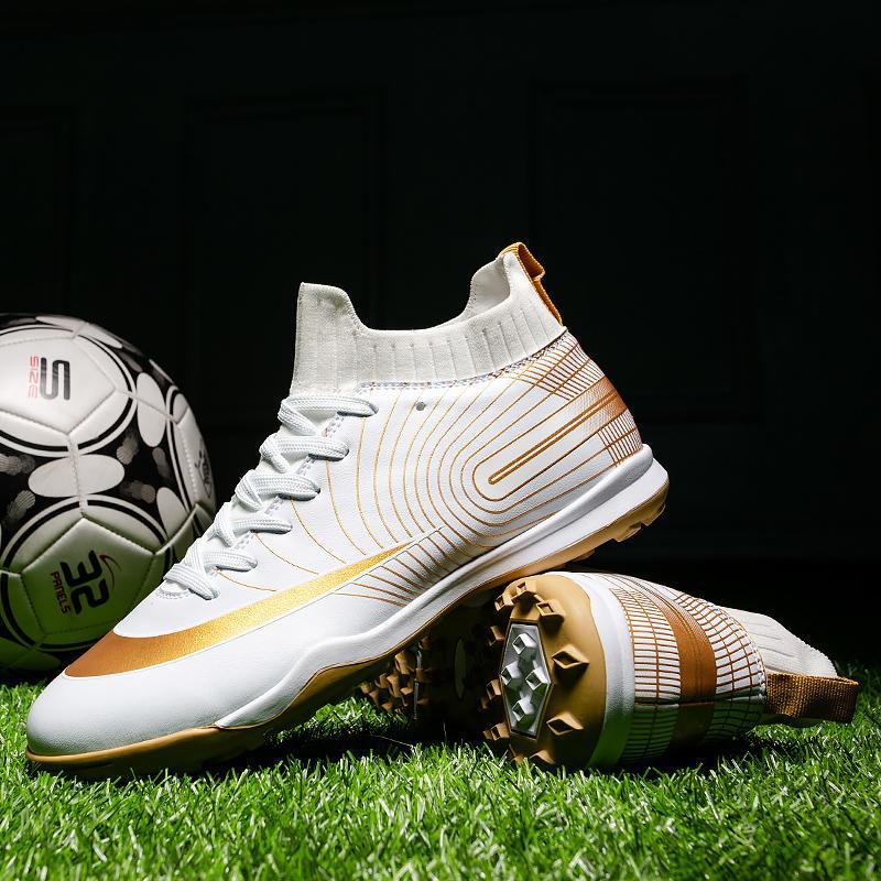 

2025 большой размер новые высокие кроссовки с длинными и короткими шипами FGTF мужские дышащие трендовые футбольные кроссовки тренировочные кроссовки футбольные кроссовки 44 белый