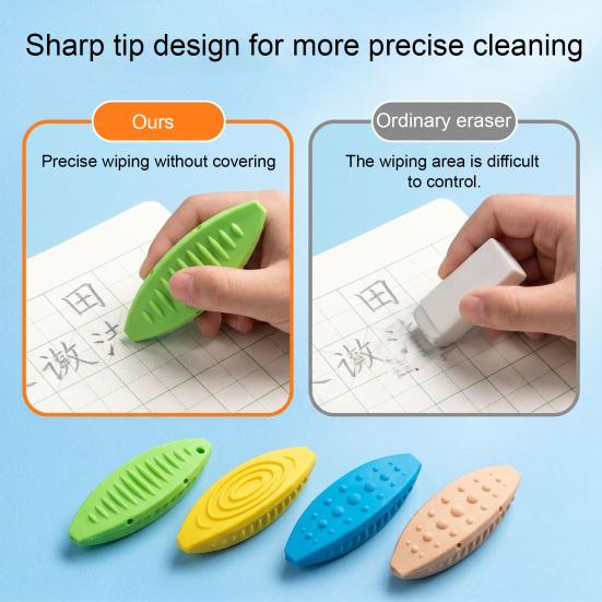 4Pcs Creative Sensory Stone Eraser, Triangular Pencil Eraser for Students, Soft Rubber Dustless Eraser for Kids, School Supplies