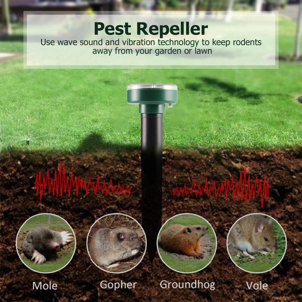 4-20Pcs Solar Mole Repeller Ultrasonic Animal Repellent Outdoor Garden Yard Bird Mouse Rodent Chaser Deterrent Pest Control Tool