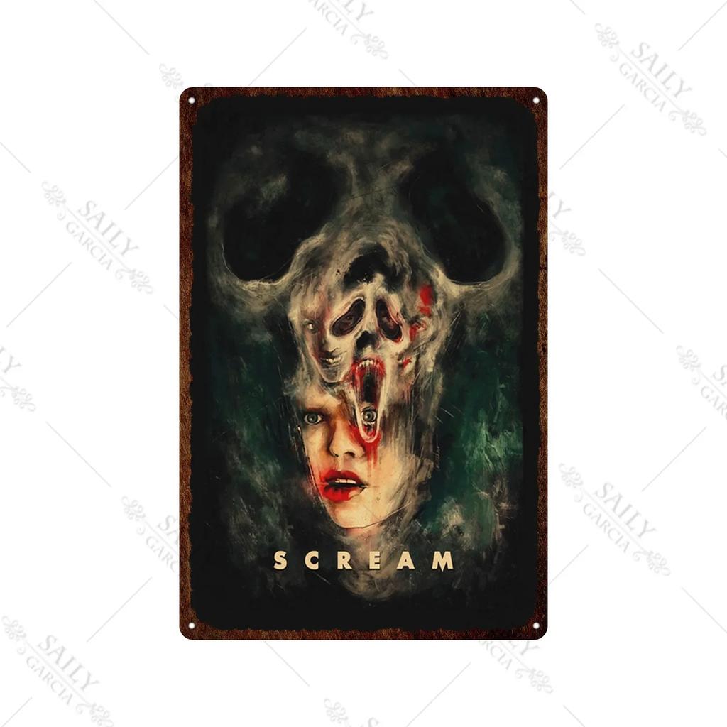 Scream Dead Horror Film Metal Tin Sign Posters Movies American Wall Art Metal Plates Man Cave Pub Bar Sign Metal Decor Plaques