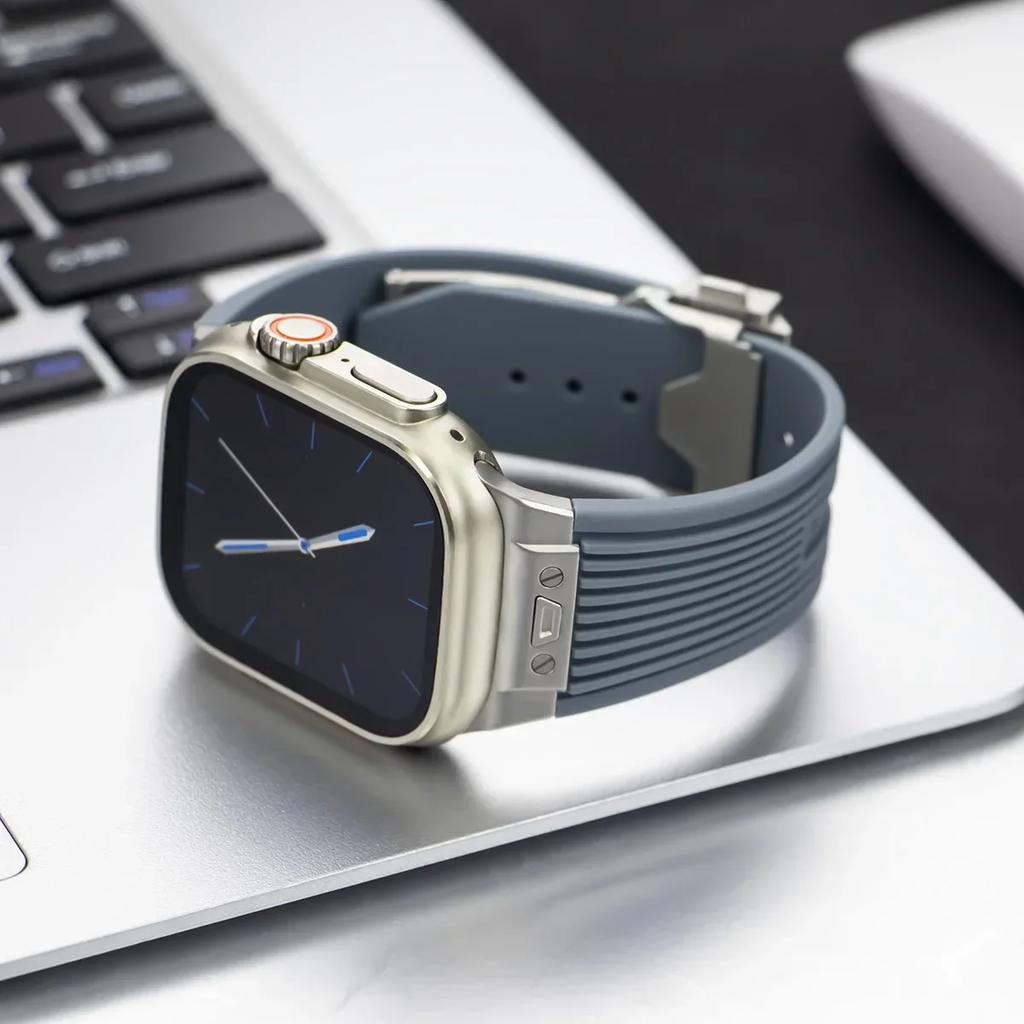 Luxury Strap for Apple Watch Band Ultra 3 49mm Series 11 10 46mm 9 8 7 45mm Sports Silicone Bracelet Belt Iwatch 6 SE 5 44mm