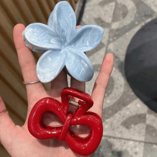 Women Hair Clip Flower Bow Shape Strong Grip Back Head Hair Claw French Retro Style Hair Accessories