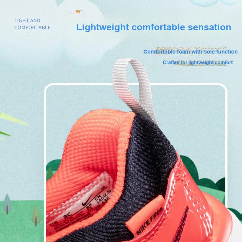 Nike Dynamo Free Fabric Comfortable Casual Wear Durable Lightweight Shock Absorption Support Low-Top Walking Shoes Baby Shoes Orange 343938-636