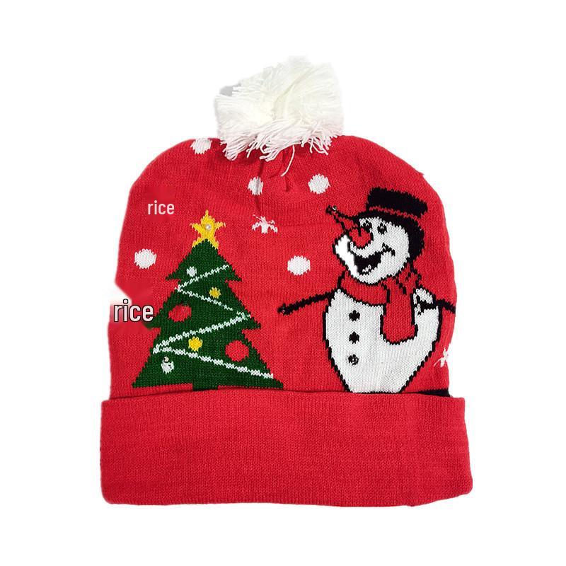 Christmas LED Light Knitted Pom-Pom Hat for Adults - Warm Fashion for Autumn/Winter