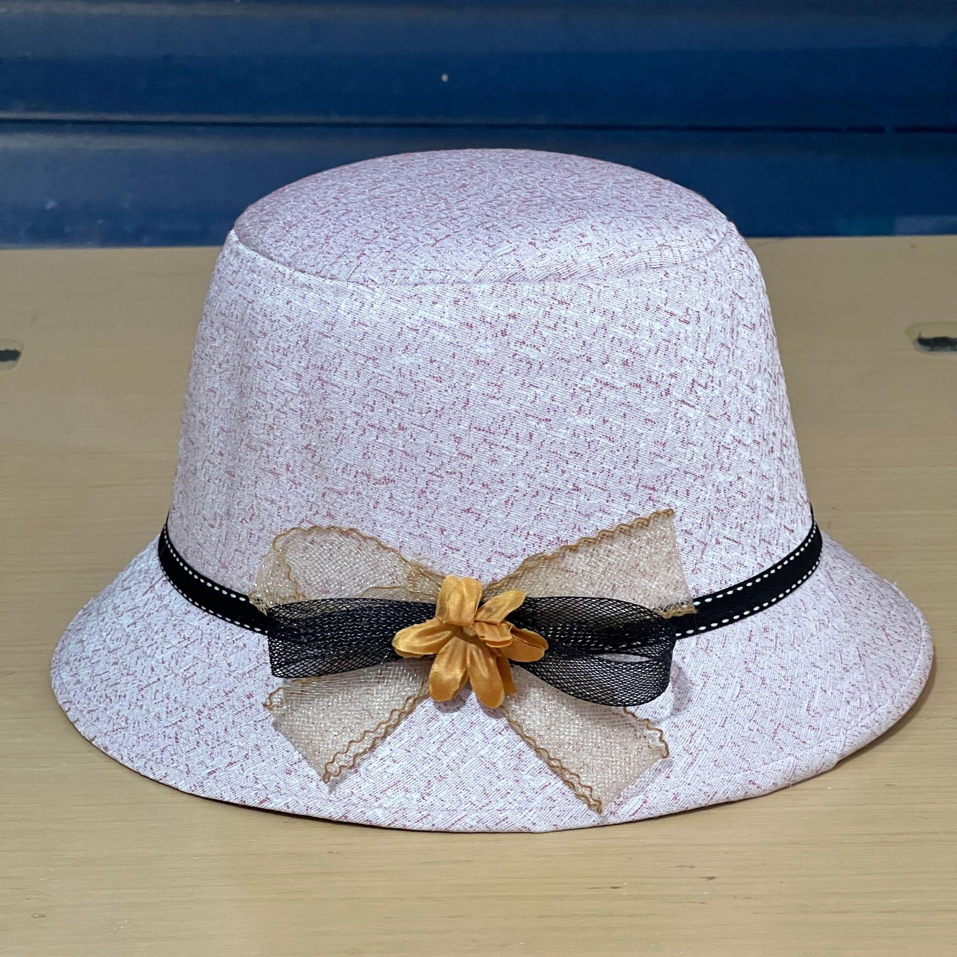 

Льняная шляпа весна-лето черная песочная шляпа с цветком для женщин среднего и пожилого возраста британская однотонная шляпа-тазик солнцезащитная шляпа 58cm