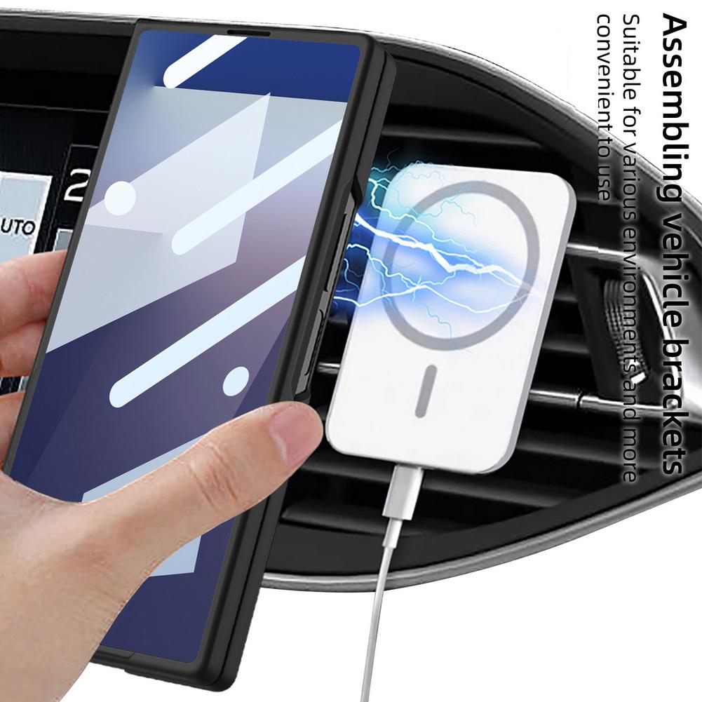 Ultra-thin Built-in Magnetic Ring with Tempered Glass Front Film Case for for Samsung Galaxy Z Fold 7 Fold7 Camera Protect Cover