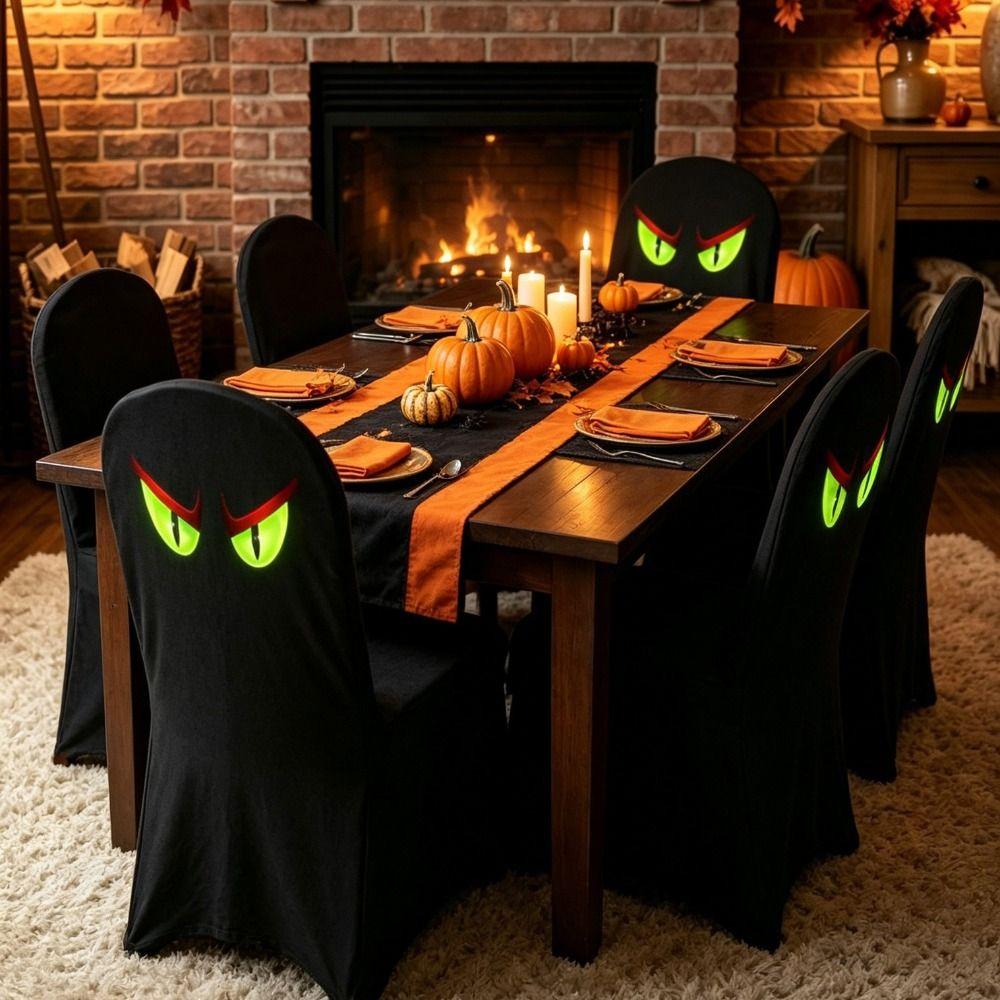 Pumpkin Halloween Dinner Chair Seat Cover Skull Pattern Festival Table Decor Home Decoration