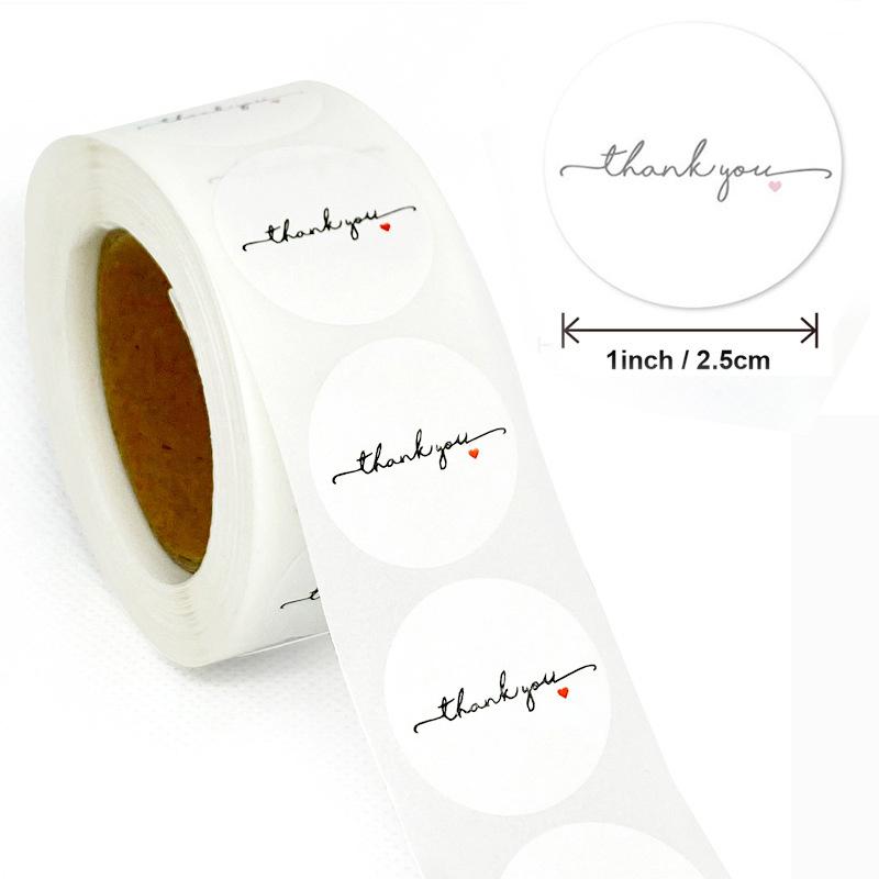 500Pcs /Roll Sealing Sticker 25mm Black Thank You Stickers Kraft Paper Sticker For Baking Wedding Decor Birthday Party Gift
