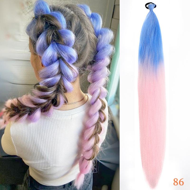 Colorful Elastic Hair Ties Braid Ponytail Hair Extensions for Women