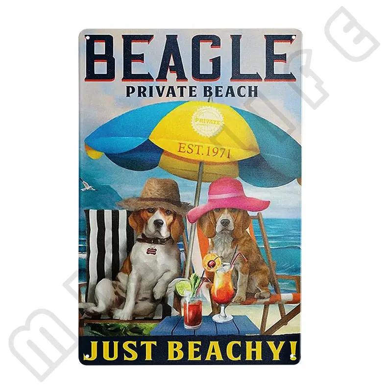 Funny Beagle Dog Metal Tin Sign Plate Retro Art for Bathroom Kitchen Restaurant Dessert Shop Pet Shop Farmhouse Home Room Decor