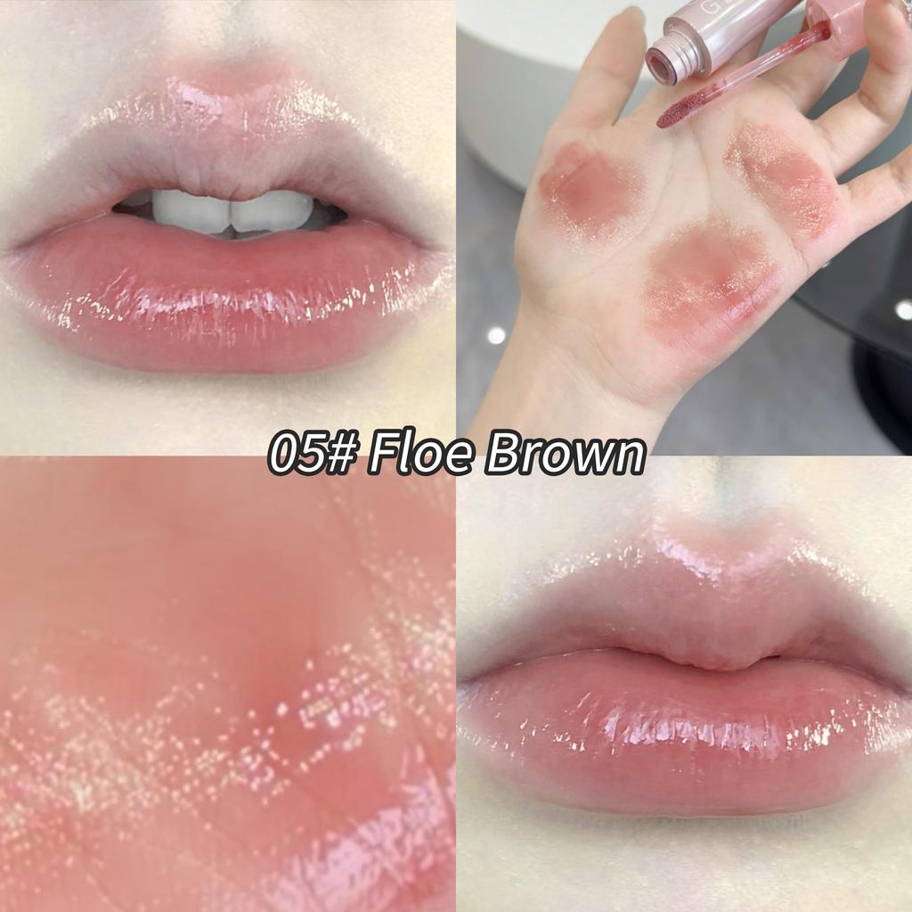 GEGE BEAR Water Mirror Lip Glaze Ice Transparent Long-lasting Lip Gloss Moisturizing Smooth Long-lasting Lip Natural Lipstick