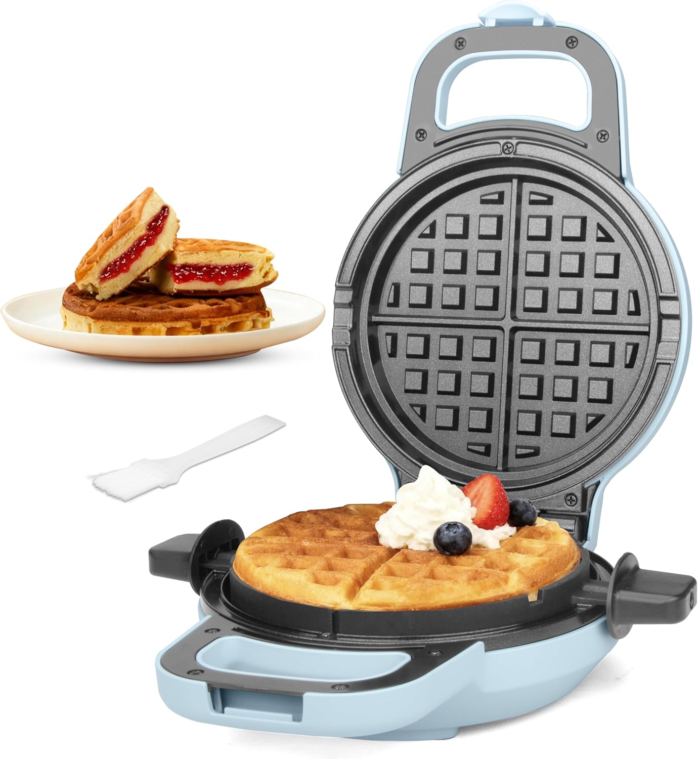 Stuffed Waffle Maker Rotating, Flip Waffles Maker Machine with Removable Waffle Ring, Ceramic Coated Belgian United States