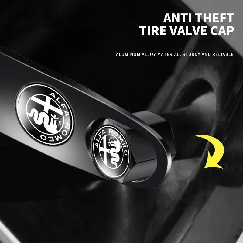 Car Accessories Metal Wheel Tire Valve Caps With Wrench Keychain For Alfa Romeo Giulietta Mito Giulia Stelvio Brera 147 156